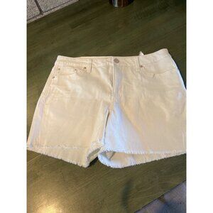 Seven7 Womens White Denim Weekend Shorts Frayed Hem Size 12